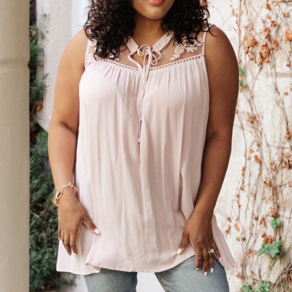 Floral Embroidered Swing Top in Pink